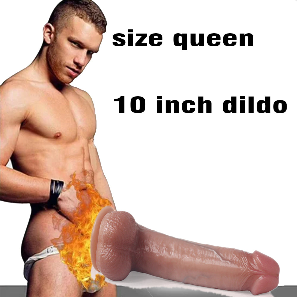 Size Queen 10 Inch Dildo Realistic Silicone