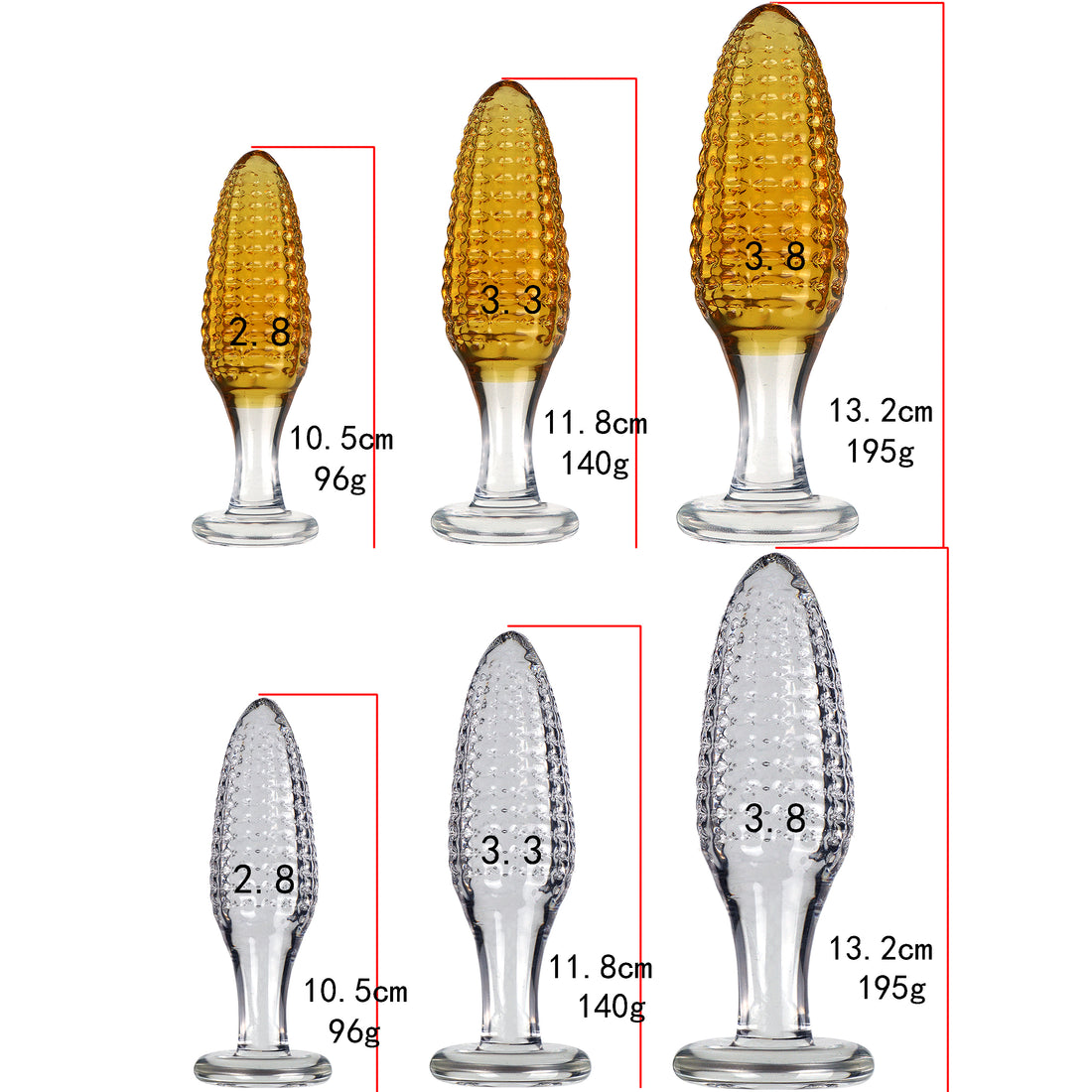 Glass Corn Shaped Anal Plug Kit for Beginners