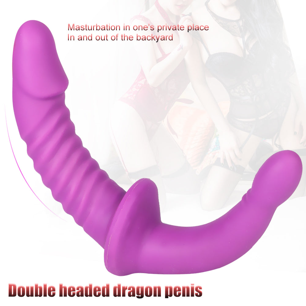 Ribbed Strap On Double Sided Dildo for Lesbian