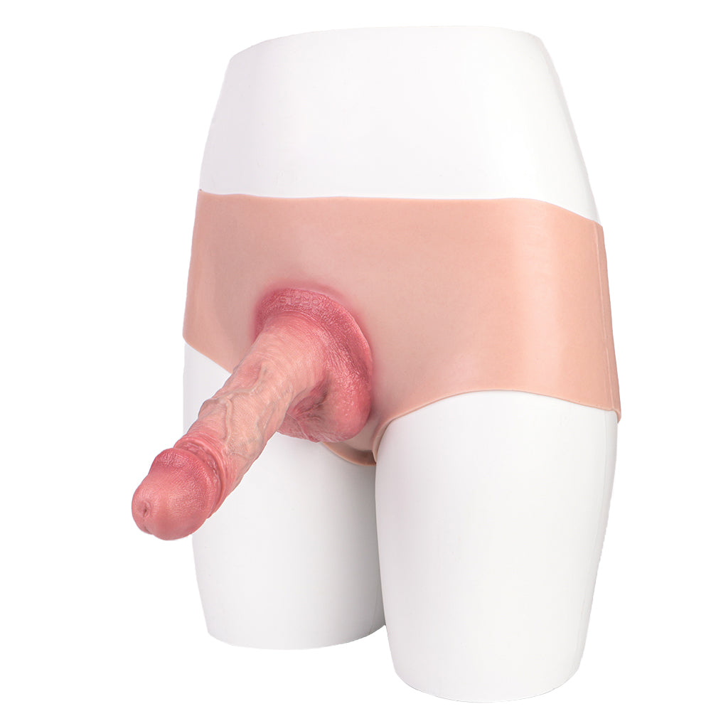 Hollow Silicone Male 7 Inch Dildo Panties