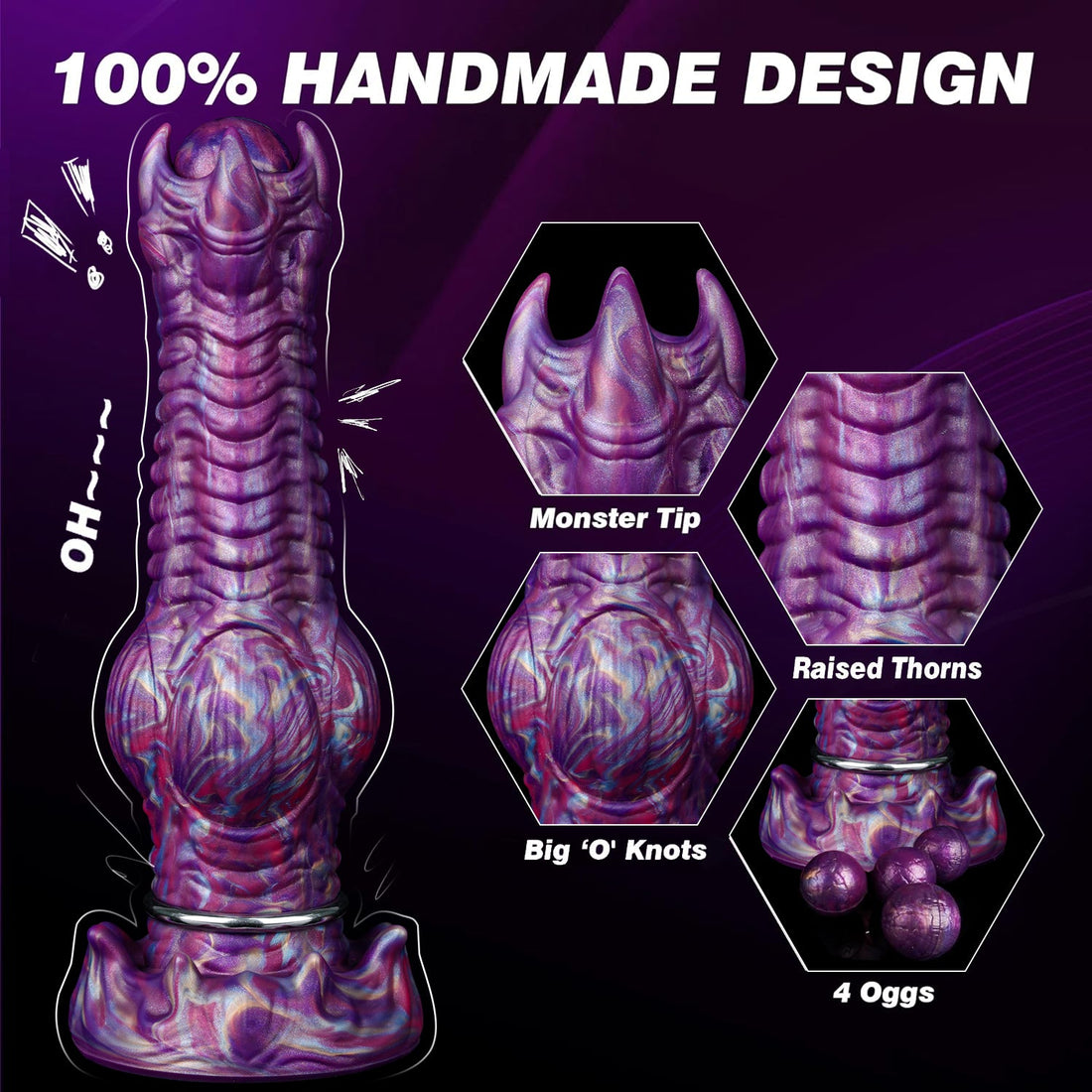9.84 Inch Purple Knot Monster Ovipositor Dildo