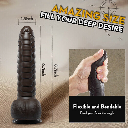 8.7 Inch Black Remote Control Vibrating Thrusting Dildo