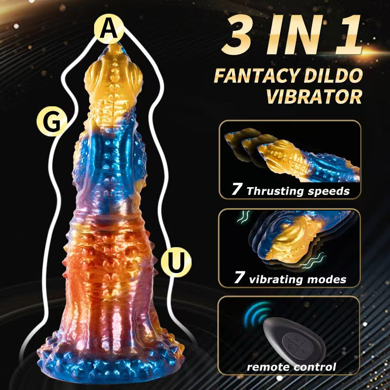 Vibrating Remote Control Colorful Phoenix Monster Dildo