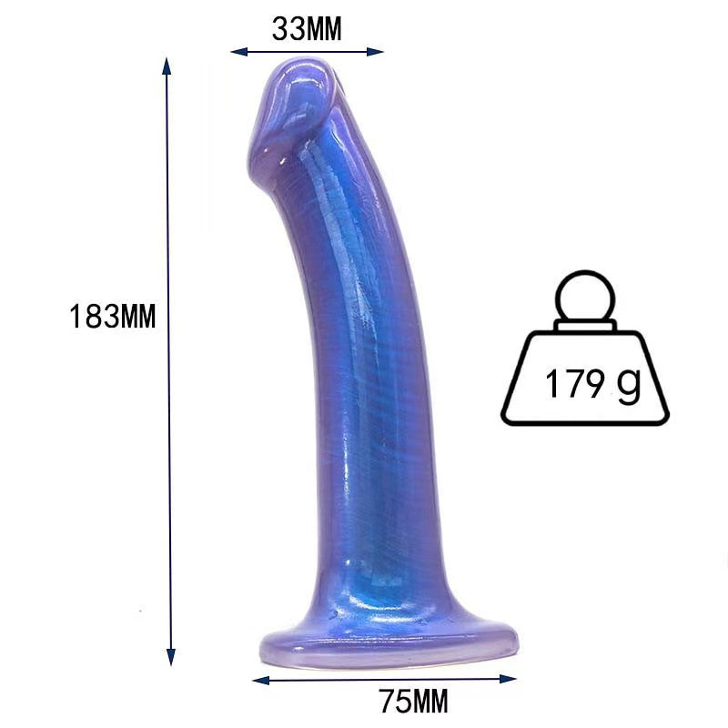 Smooth Dildo 7 Inch Blue Silicone Suction Cup