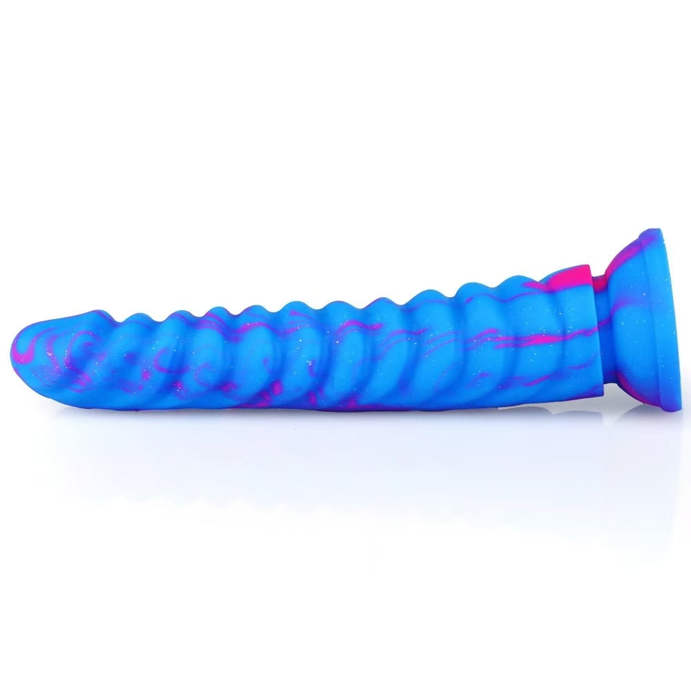 Blue Dragon Scale Ribbed Monster Dildo