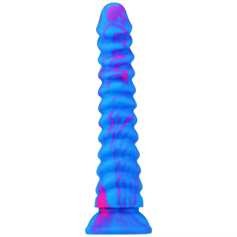 Blue Dragon Scale Ribbed Monster Dildo