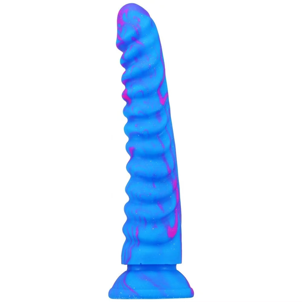 Blue Dragon Scale Ribbed Monster Dildo