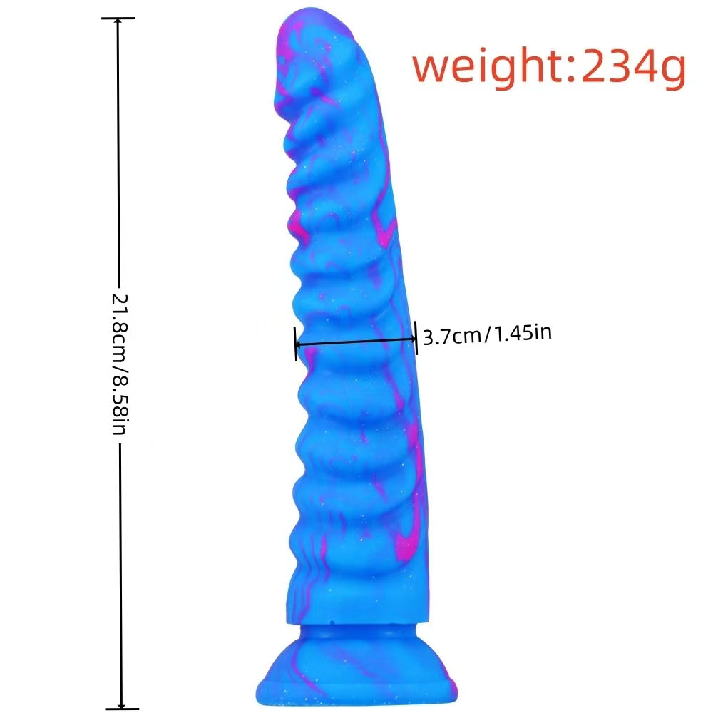 Blue Dragon Scale Ribbed Monster Dildo