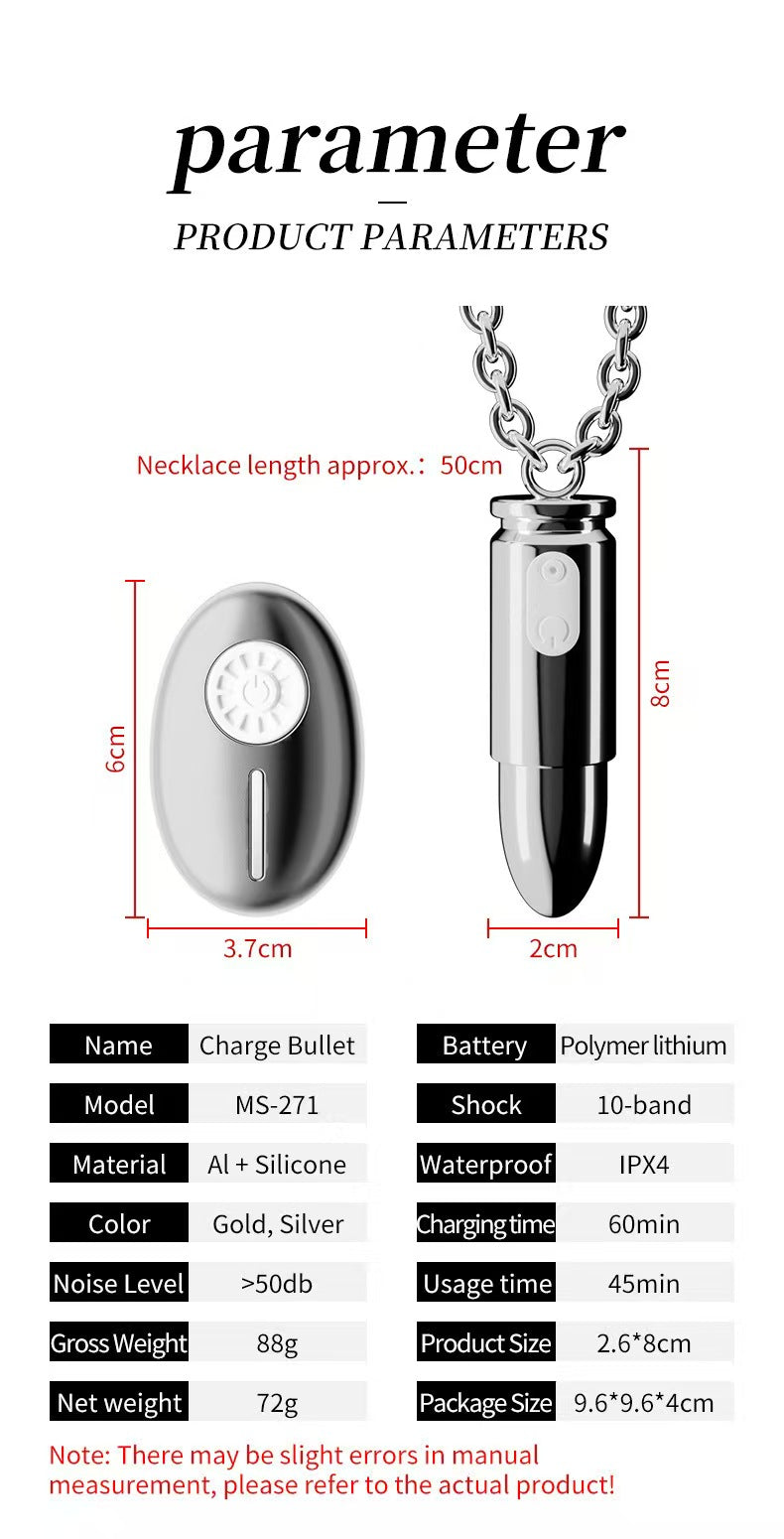 Silver Bullet Necklace Hidden Vibrator Sex Toy