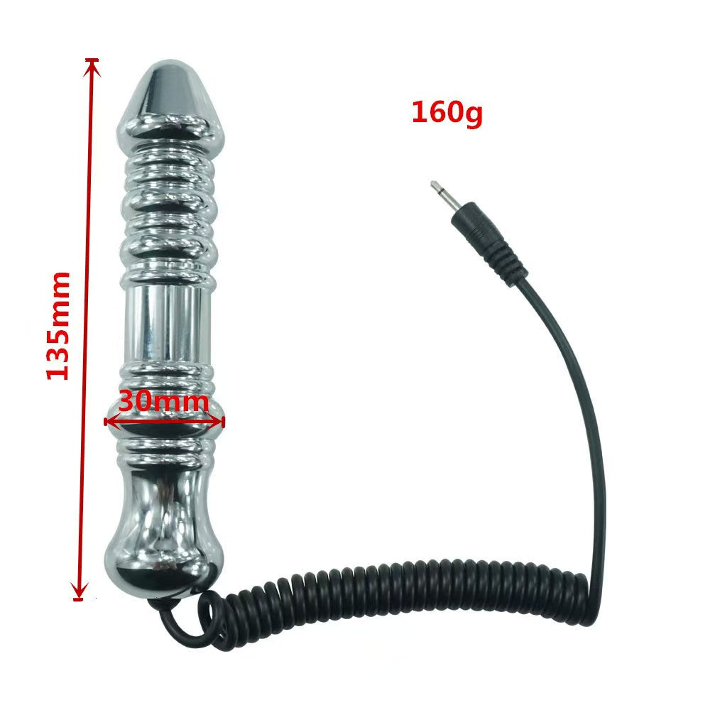 Aluminum Alloy Electric Shock Threaded Metal Dildo