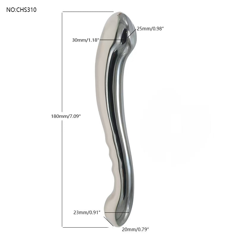 7 Inch G Spot U Spot Stimulation Metal Dildo