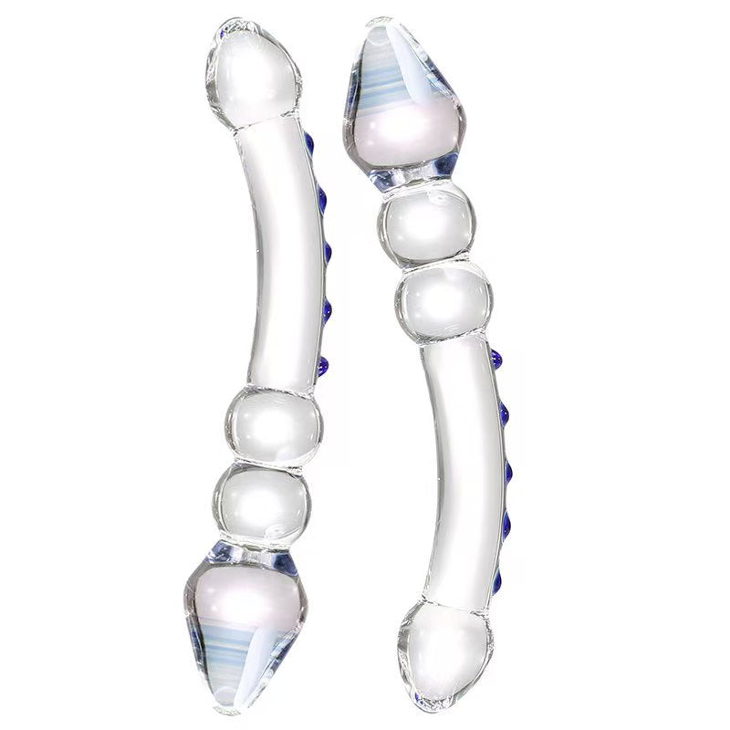 Double Head Smooth Prostate Glass Dildo