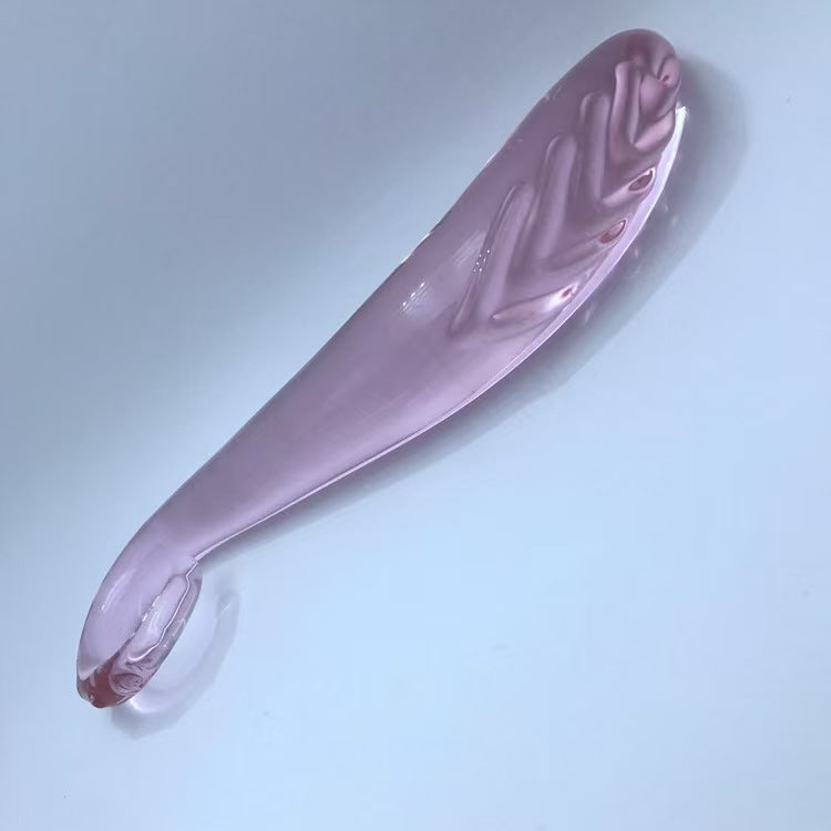 Pink Curvy Tentacle Raised Glass Dildo