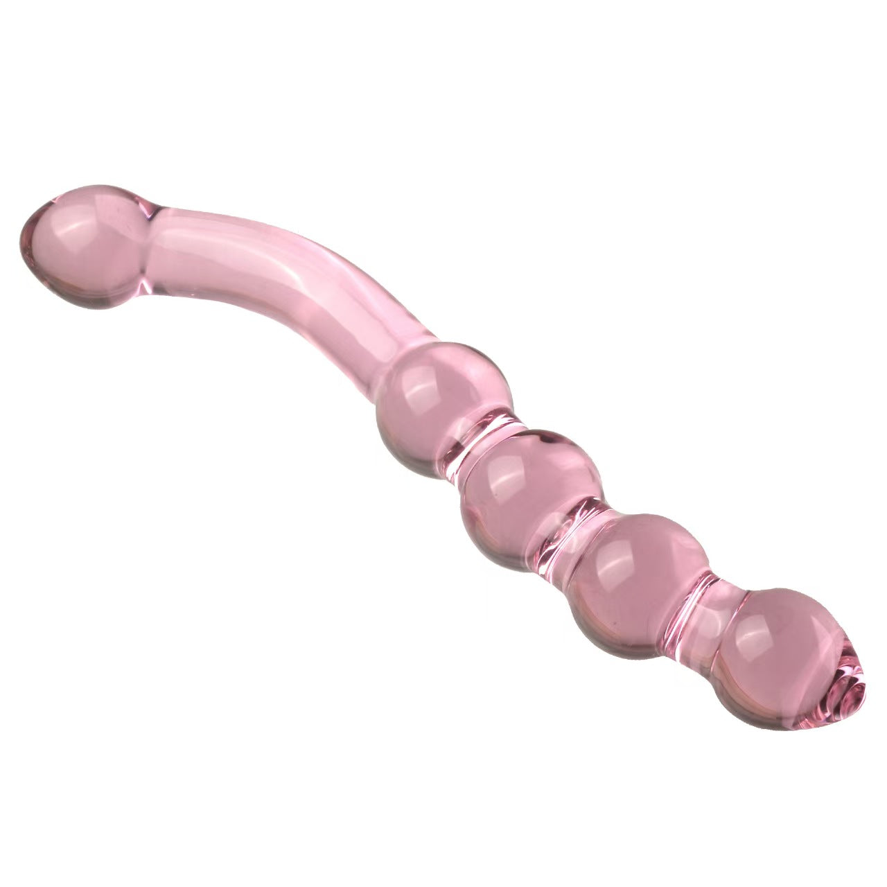 Pink Beads G-spot Stimulator Glass Dildo