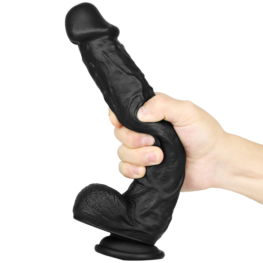 10 Inch Long Soft Black Realistic Dildo