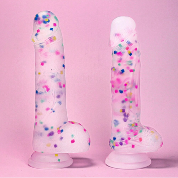 Realistic Clear Confetti Dildo With Strap on
