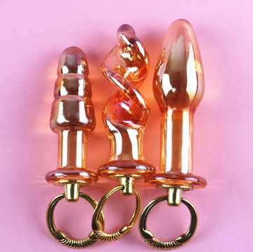 Gold Small Glass Anal Plug Kit for Beginners