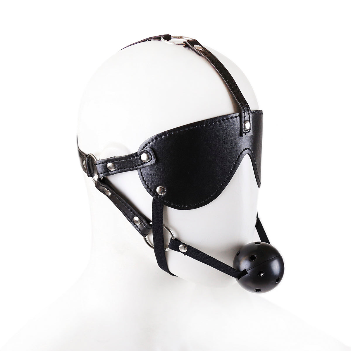 Blindfold Ball Gag Mask With Head Harness