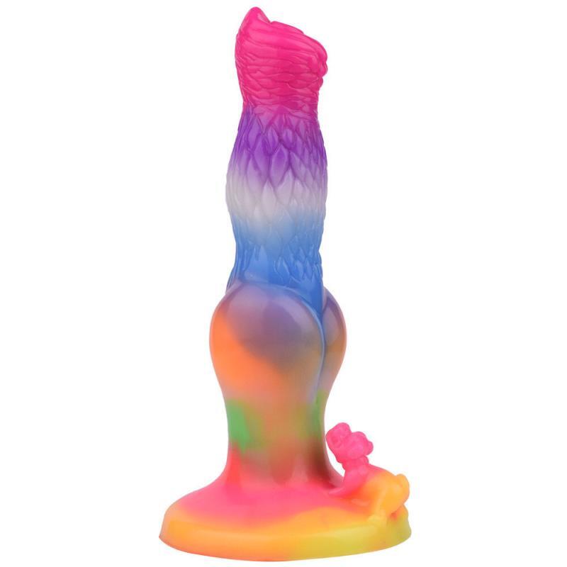 8 Inch Glow In The Dark Dog Rainbow Dildo