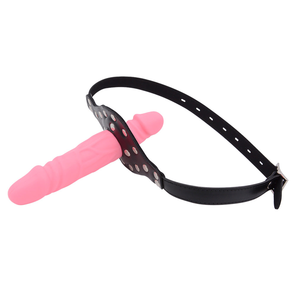 Pink Femdom Gag Strap On Face Dildo