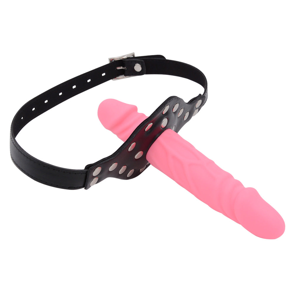 Pink Femdom Gag Strap On Face Dildo