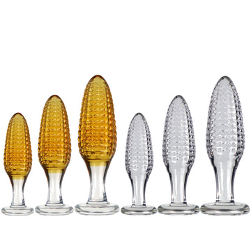 Glass Corn Shaped Anal Plug Kit for Beginners