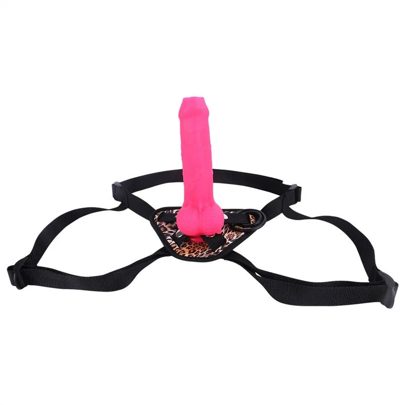 Pink Silicone Dildo Strap on Uncircumcised