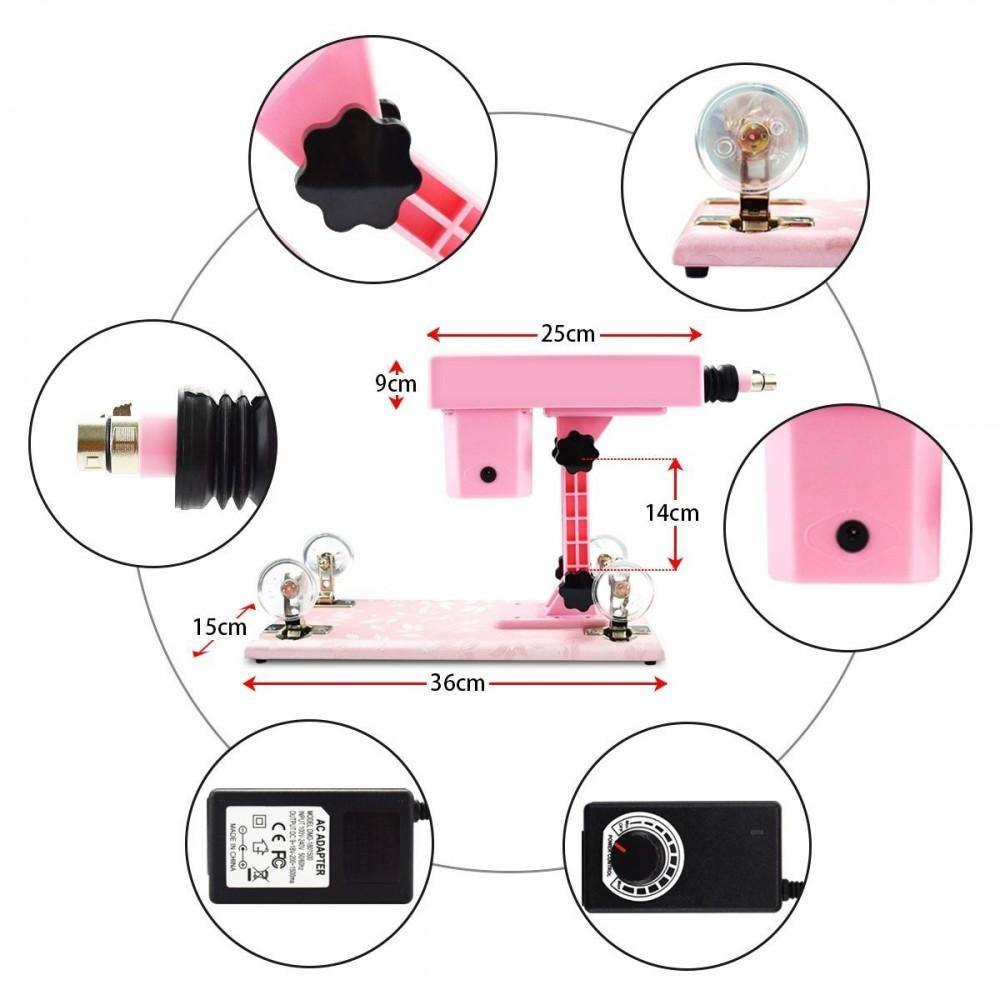 Pink Female Sex Machine with Dildo Accessories