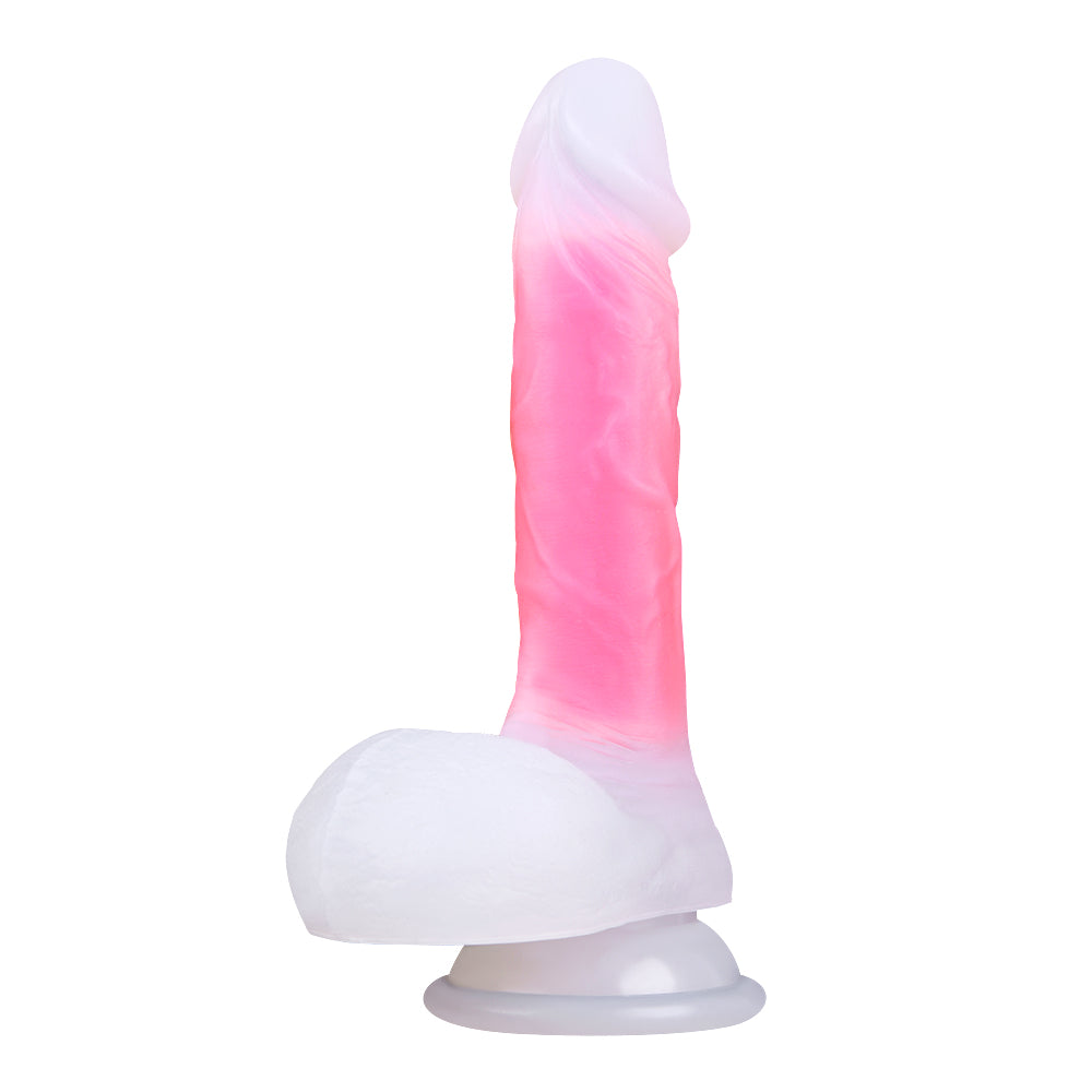 White and Pink Silicone 7 inch Jelly Dildo