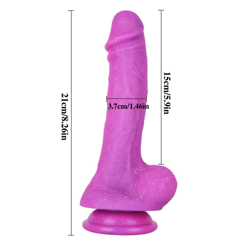 8.26 Inch Silicone Glitter Purple Dildo