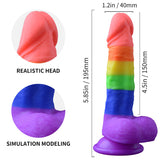 Load image into Gallery viewer, Rainbow Silicone Suction Cup Anal Dildo