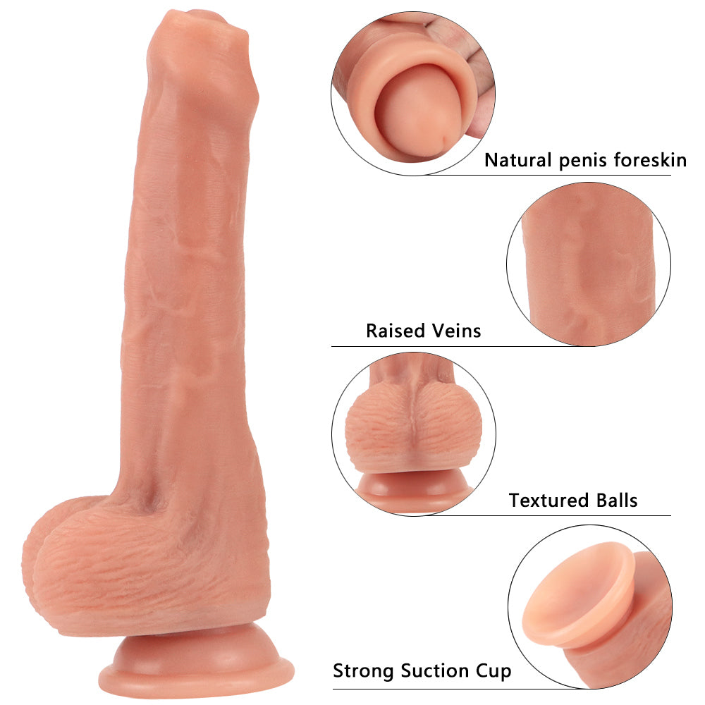 8 Inch Realistic Skin Uncircumcised Dildo