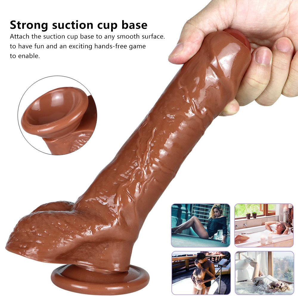 8 Inch Realistic Uncircumcised Dildo with Balls