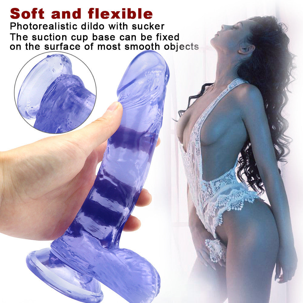 Blue Transparent Soft Jelly 7 Inch Dildo