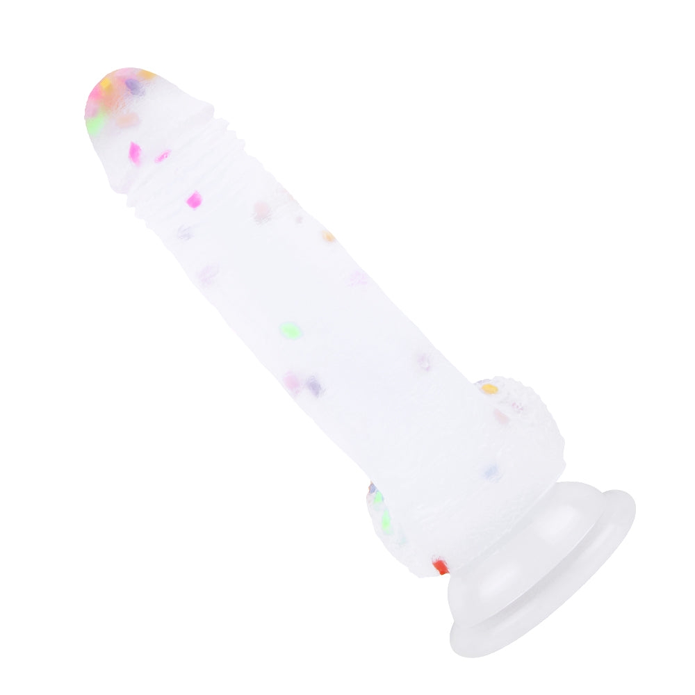 Frosted Confetti 7 Inch Silicone Dildo