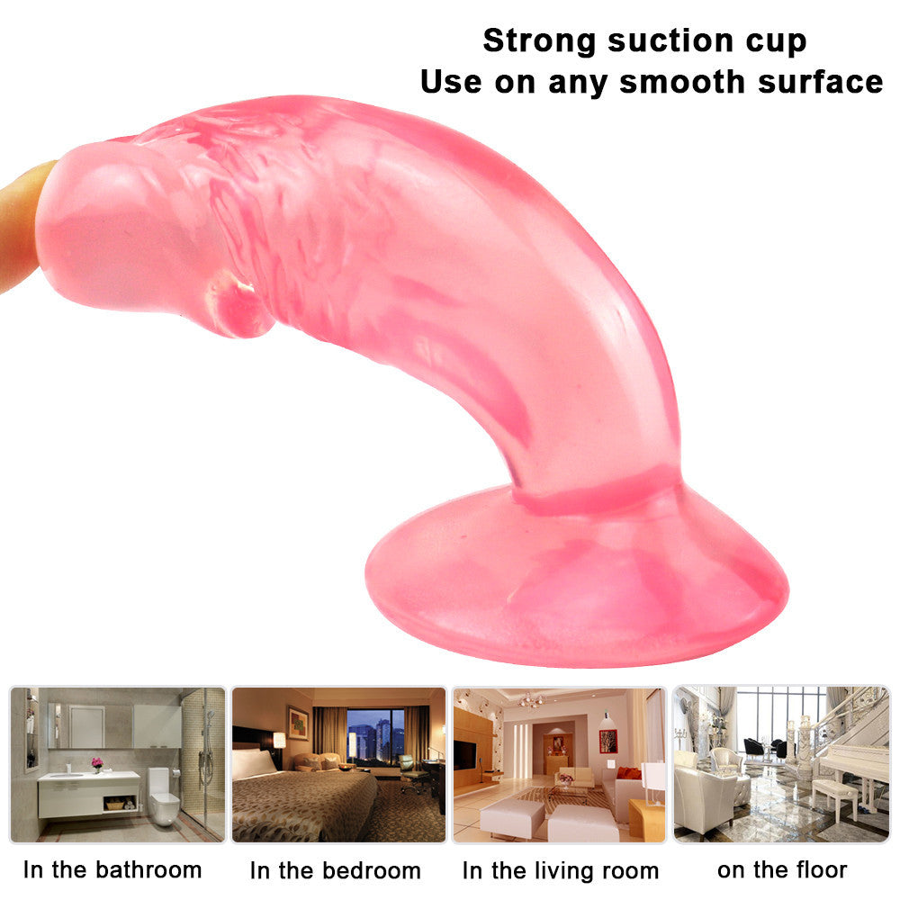 Short rough pink dildo