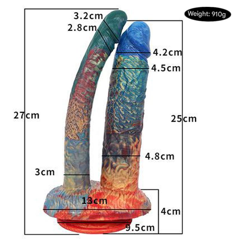 Colorful Streamer Silicone Lesbian Double Penetration Dildo