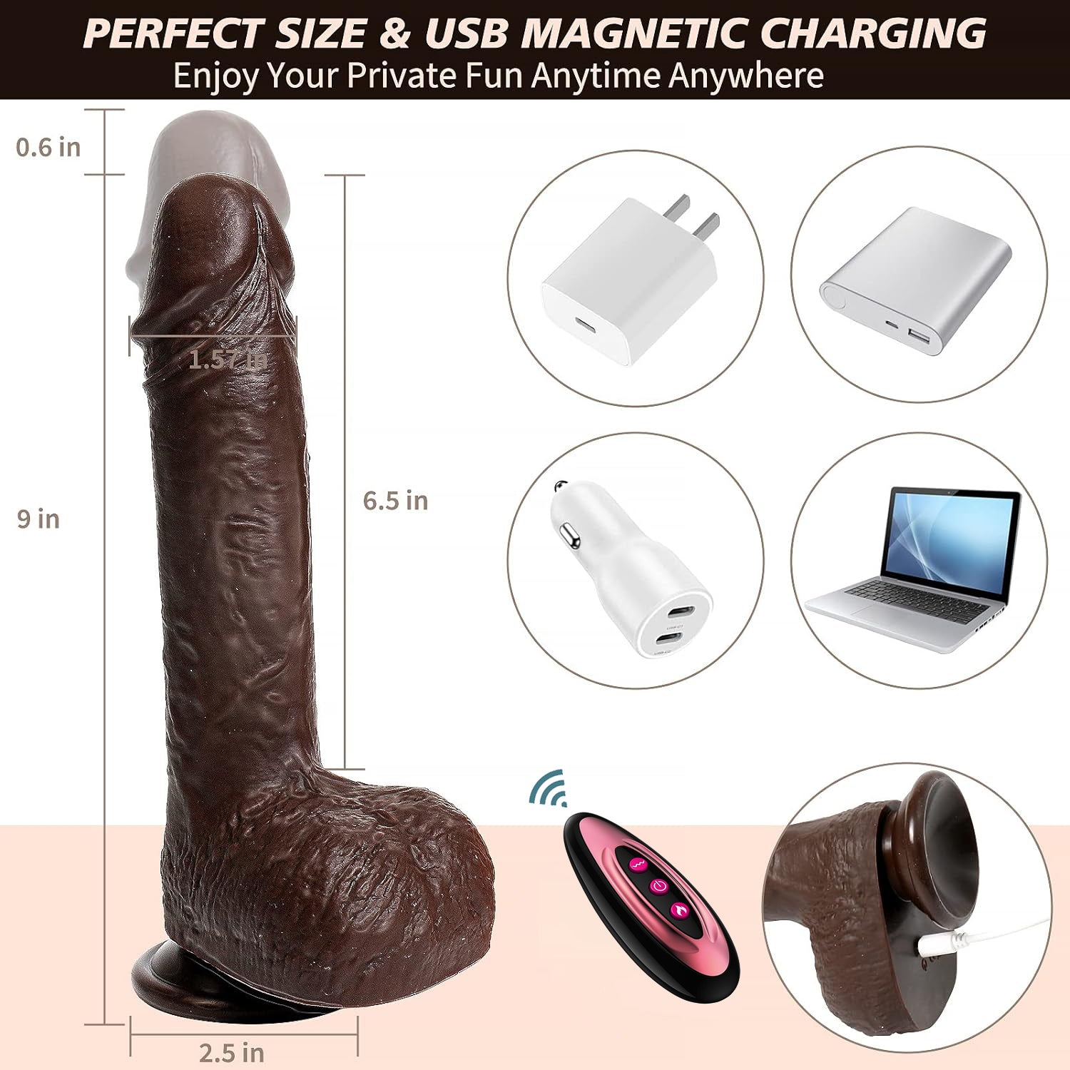 Black Realistic Bluetooth Vibrating Thrusting Dildo Black Realistic Bluetooth Vibrating Thrusting Dildo