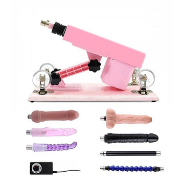 Pink Female Sex Machine with Dildo Accessories