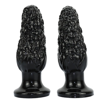 7 inch Black Textured Dildo Corn Anal Plug