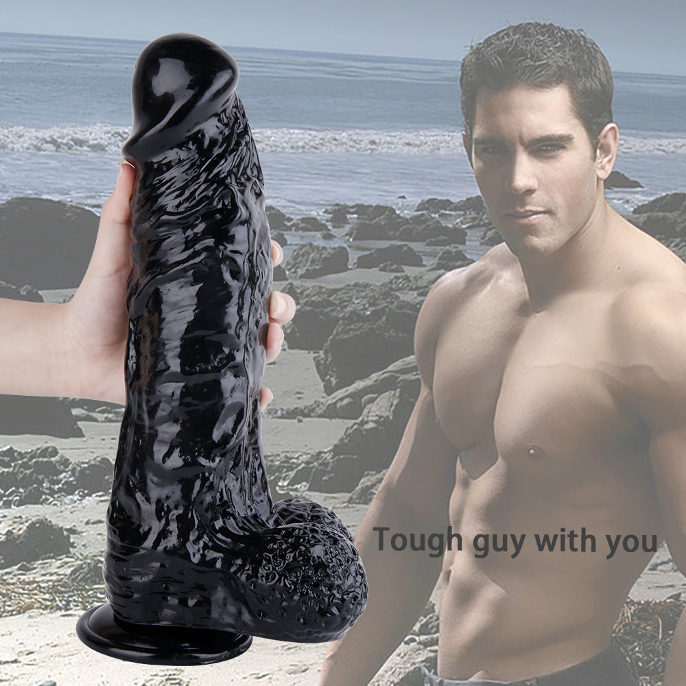 Giant Black Realistic 12 Inch Strap On Dildo