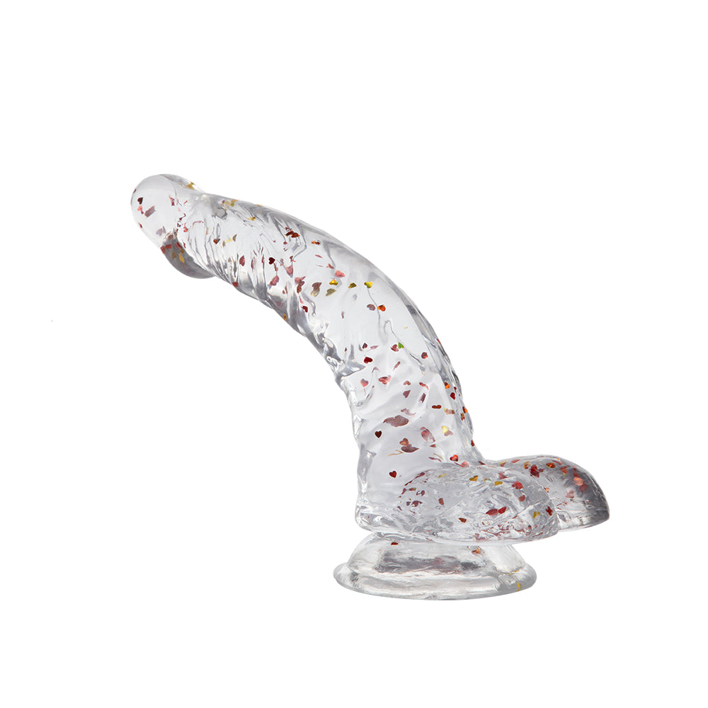 8 inch Clear Glitter Curved Dildo