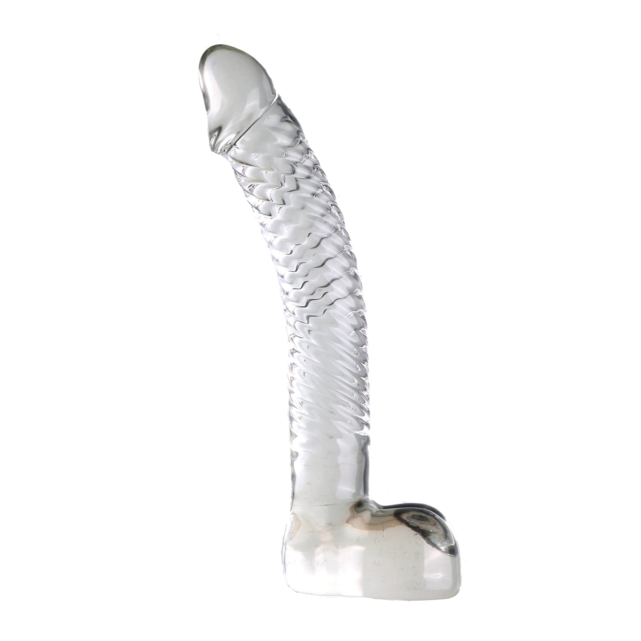 7 Inch Durable Curved Ribbed Glass Dildo