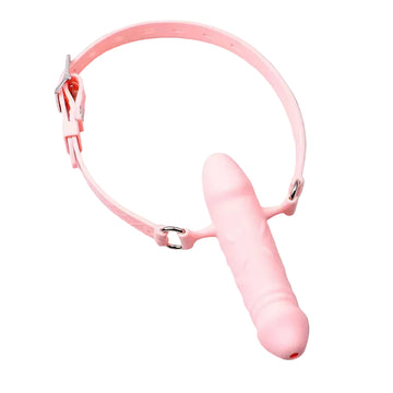 Pink Femdom Gag Strap On Face Dildo