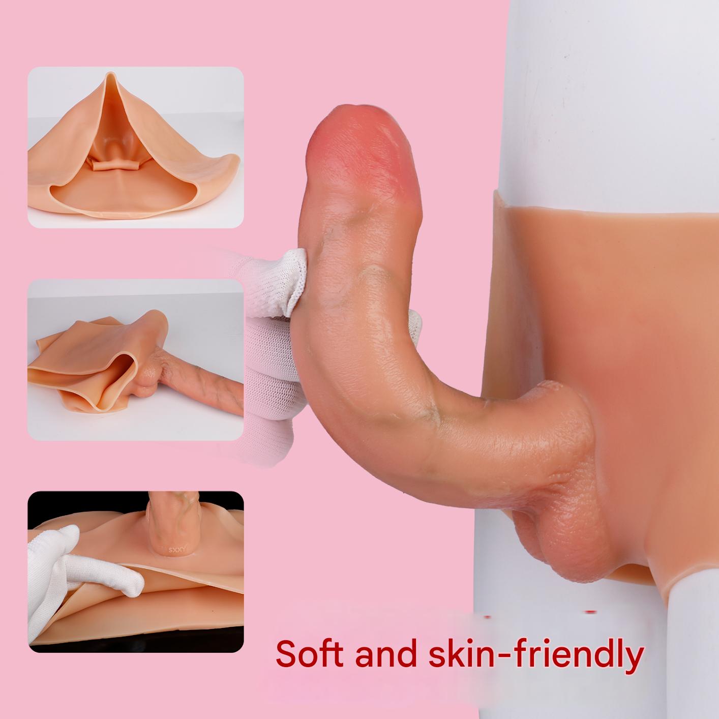 Wearable 8.6 Inch Realistic Uncircumcised Dildo Panties