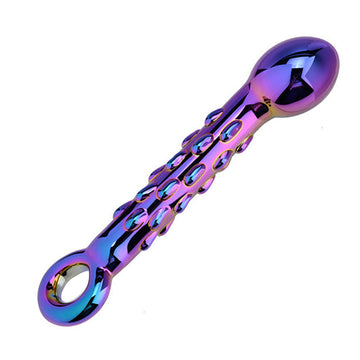 Studded Dildo Purple Glass G-spot Anal