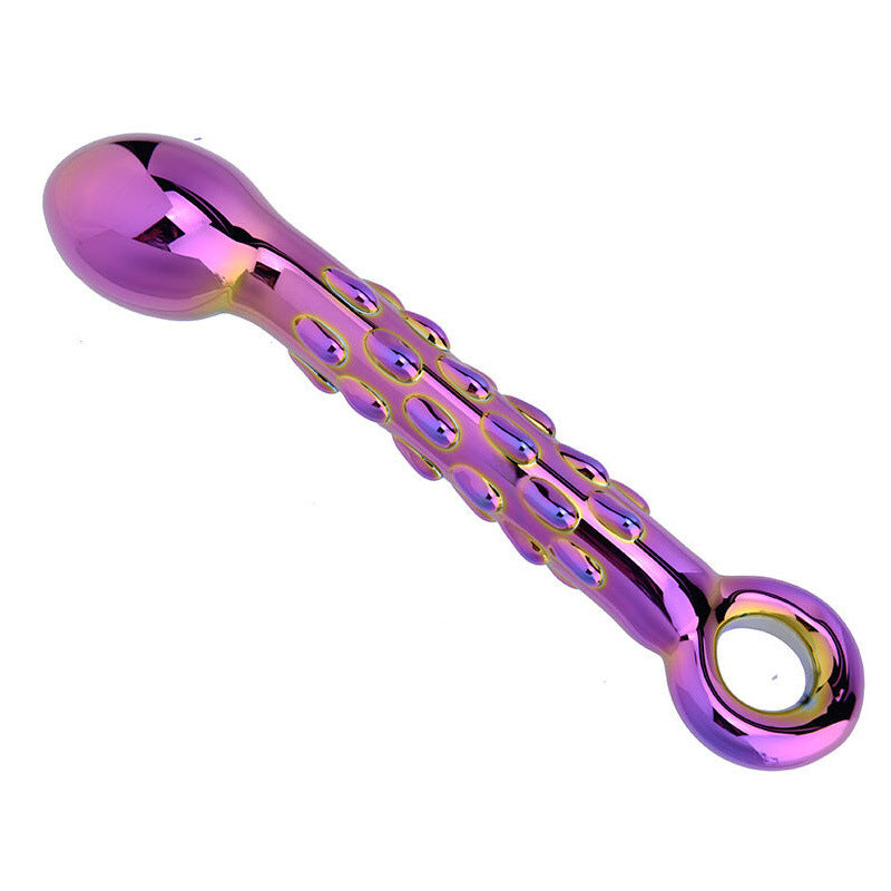 Studded Dildo Purple Glass G-spot Anal