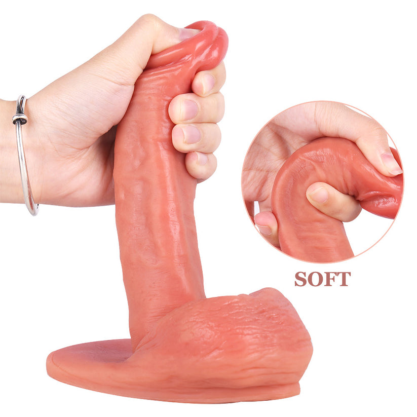 Slim Pink Flesh Suction Cup Realistic Dildo