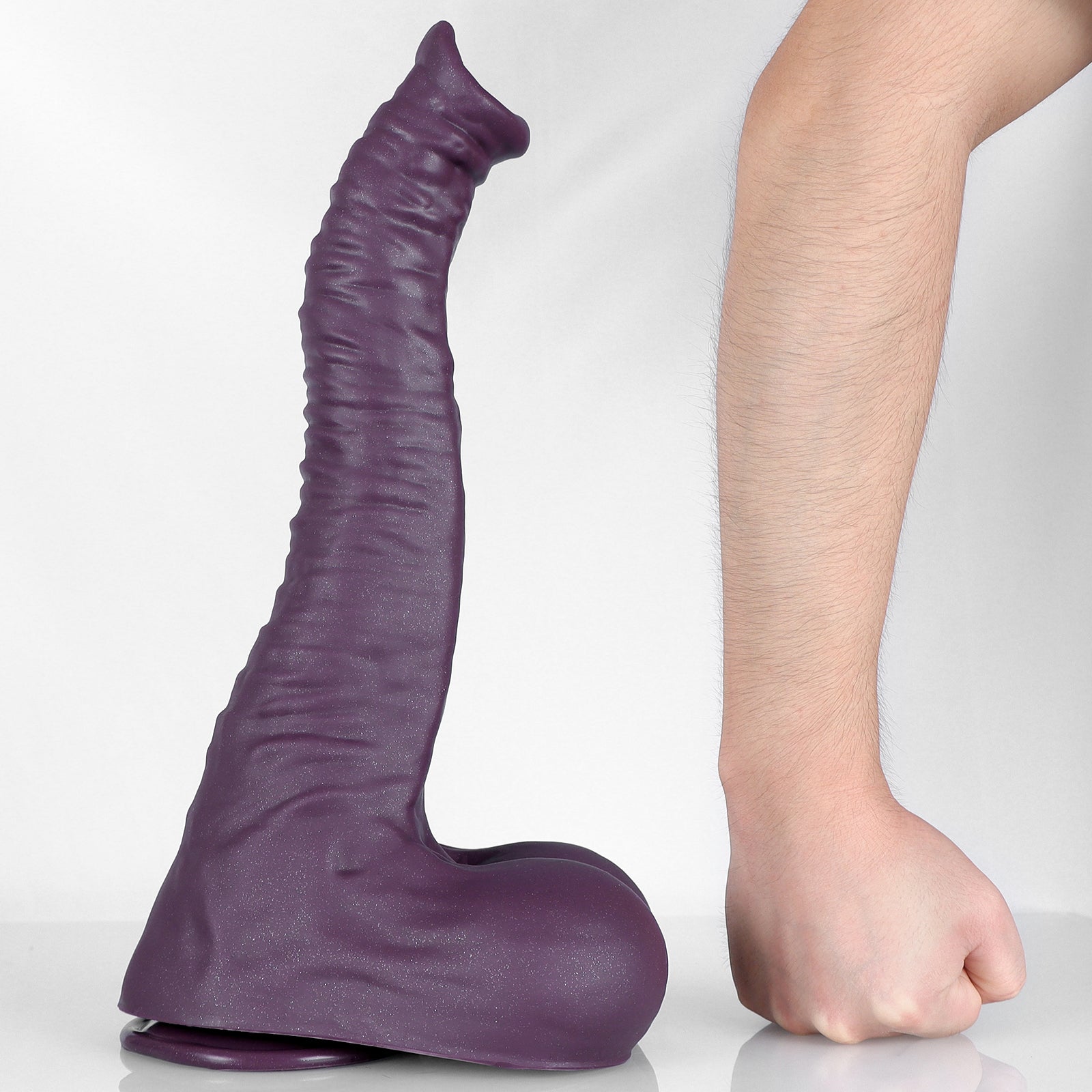 Purple Silicone Elephant Trunk Monster Dildo With Balls