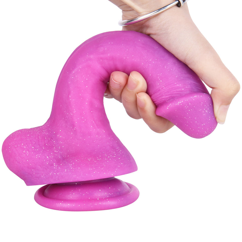 8.26 Inch Silicone Glitter Purple Dildo